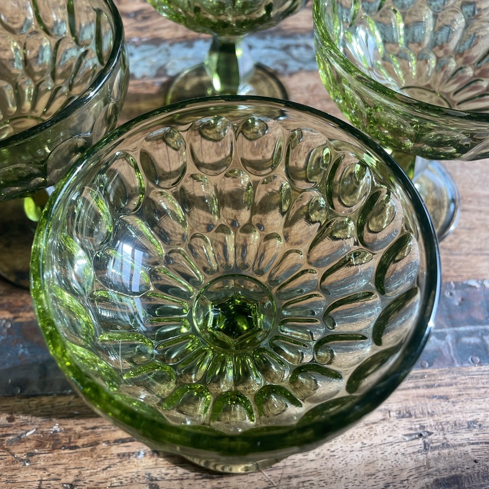 Set of 4 Fenton/Depression Uranium Glass Thumbprint Cocktail/Sherbet Glasses - Picture 2 of 4